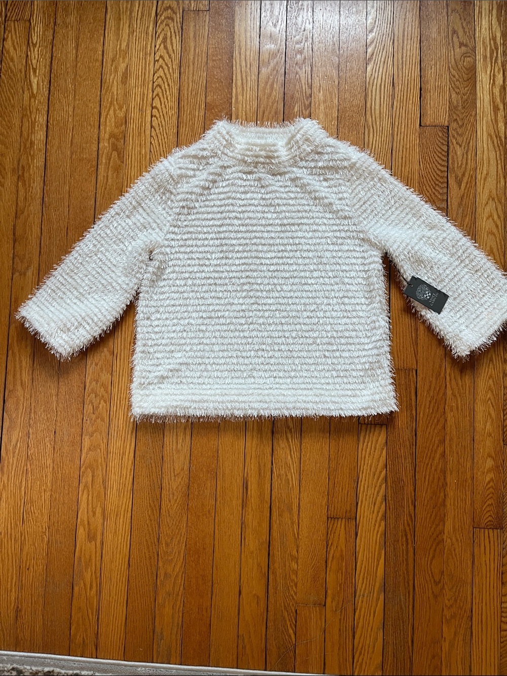 Vince Camuto Cream Textured Fuzzy Sweater